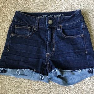 Cut off dark denim shorts